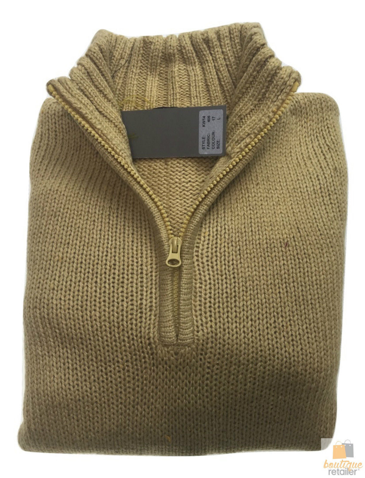 Mens Knit Jumper Pullover Sweater Knitted Casual Stretch Warm Winter - Half Zip Maize 17 (KW14) - M
